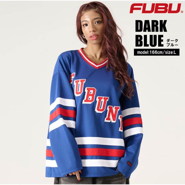 FUBU フブ ゲームシャツ メンズ 長袖 シャツ ヒップホップ 長袖シャツ ナンバー ホッケーシャツ ロンT ロングTシャツ ユニフォーム オーバーサイズ ビッグシルエット ダンス レディース XL XXL 白 黒 青 2026SP 春夏 Karlas_7