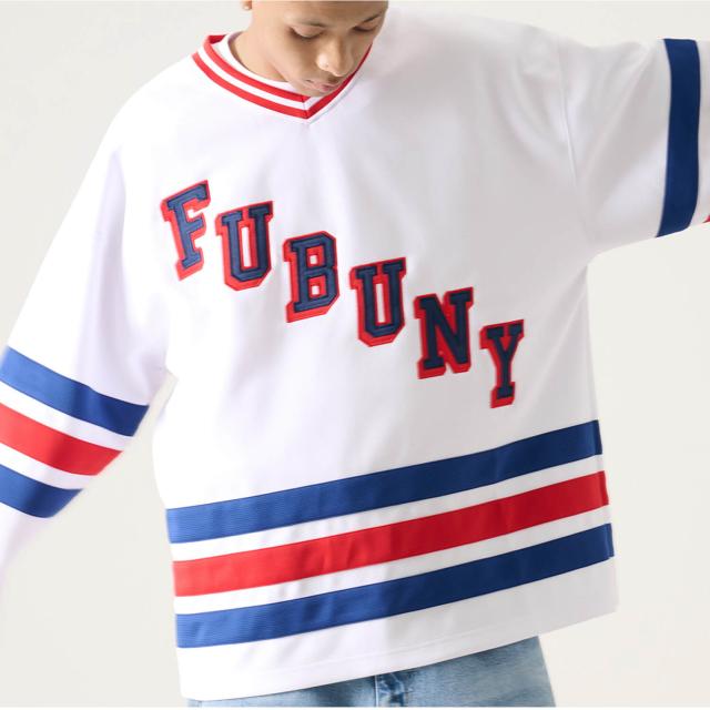 FUBU フブ ゲームシャツ メンズ 長袖 シャツ ヒップホップ 長袖シャツ ナンバー ホッケーシャツ ロンT ロングTシャツ ユニフォーム オーバーサイズ ビッグシルエット ダンス レディース XL XXL 白 黒 青 2026SP 春夏 Karlas_11