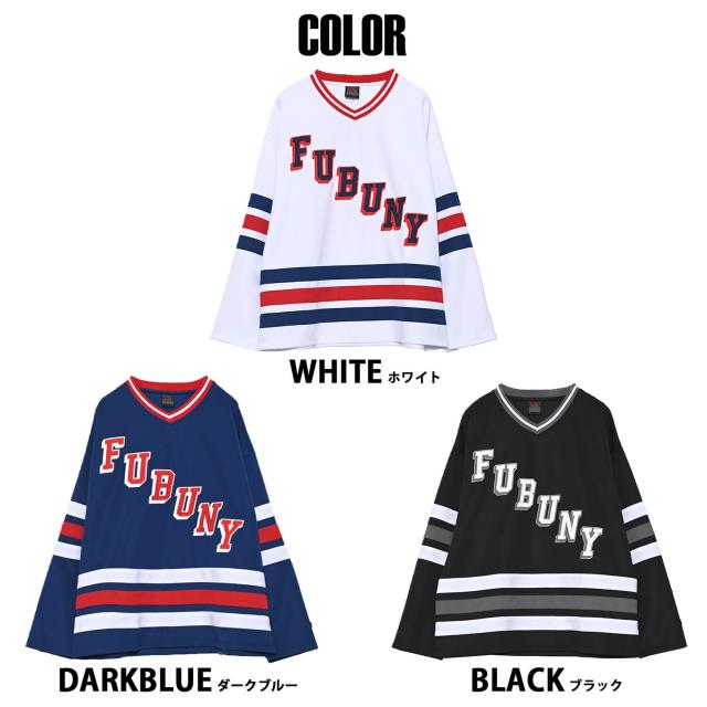 FUBU フブ ゲームシャツ メンズ 長袖 シャツ ヒップホップ 長袖シャツ ナンバー ホッケーシャツ ロンT ロングTシャツ ユニフォーム オーバーサイズ ビッグシルエット ダンス レディース XL XXL 白 黒 青 2026SP 春夏 Karlas_16