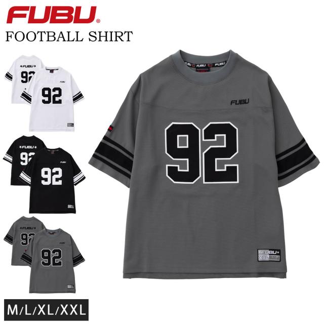 FUBU フブ ゲームシャツ メンズ 半袖 Tシャツ メッシュ フットボールシャツ サッカーシャツ ユニフォーム ナンバー オーバーサイズ ビッグシルエット ヒップホップ ダンス レディース 大きいサイズ XL XXL 春夏 白 黒 Karlas
