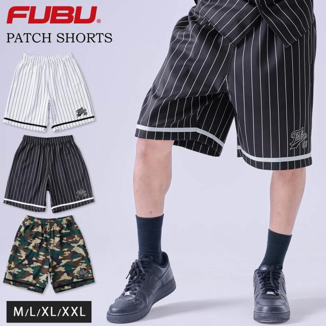 【セットアップ可】 FUBU フブ ハーフパンツ メンズ ショートパンツ 短パン ひざ下 ボトムス ブランド ロゴパッチ 春 夏 秋 XL XXL オーバーサイズ ゆったり スポーティ 野球 レディース ストリート系 白 黒 2026ss karlas