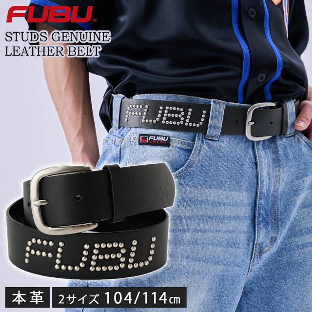 FUBU フブ スタッズ 胴締め メンズ レディース 本革 2大きさ押しひろげる なめし革胴締め ブランド名 ロゴタイプ 格好のいい 表どおり系 御居処跳ねる B系 アメカジ ユニ一発やる 黒 2026ss 差し上げ物 差し上げ物 karlas
