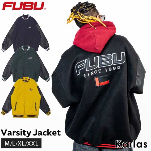 FUBU フブ ジャケット メンズ レディース 長袖 ブルゾン スタジャン アウター ブランド 秋 冬 ワッペン ラインリブ 刺繍 ストリート系