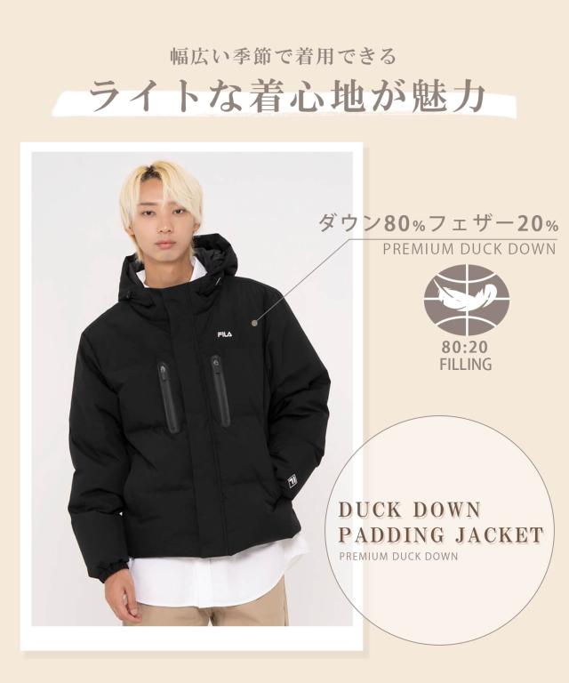 ゴルフ FILA GOLF フード付き Aライン ダウンコート L ダウンフェザー