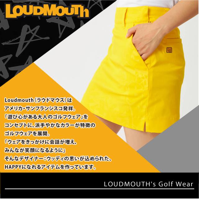 ラウドマウス ゴルフウェア スカート レディース ミニ丈 スポーツブランド 吸汗速乾 ドライ UVカット 紫外線対策 ストレッチ 総柄 ワンポイント ロゴ Dカン付き インナーパンツ付き ボトムス 黒 白 紺 M L LL Loudmouth 2025ss karlas スカート LOUDMOUTH/ラウドマウス ゴルフウェア ブランド ロゴ 吸汗速