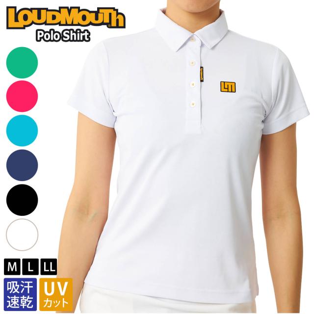 ラウドマウス ゴルフウェア ポロシャツ 半袖 レディース 春夏 スポーツブランド 吸汗速乾 ドライ UVカット 紫外線対策 無地 ワンポイント ロゴ トップス スポーツウェア 黒 白 紺 M L LL Loudmouth 2025ss karlas