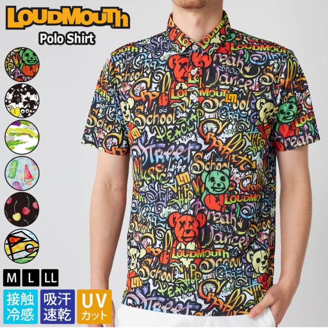 【30％OFF】ラウドマウス ゴルフウェア ポロシャツ 半袖 メンズ 春夏 スポーツブランド 接触冷感 吸汗速乾 ドライ UVカット 紫外線対策 総柄 ワンポイント ロゴ トップス スポーツウェア M L LL Loudmouth 2025ss karlas