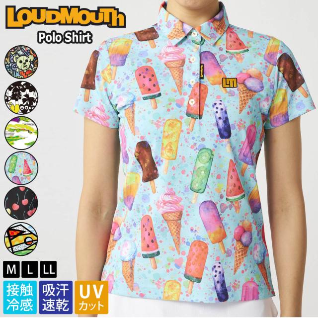 【30％OFF】ラウドマウス ゴルフウェア ポロシャツ 半袖 レディース 春夏 スポーツブランド 接触冷感 吸汗速乾 ドライ UVカット 紫外線対策 総柄 ワンポイント ロゴ トップス スポーツウェア M L LL Loudmouth 2025ss