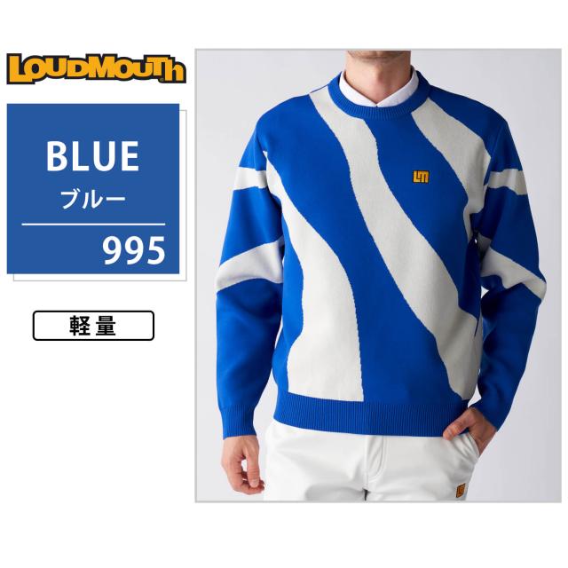 【10%OFF】ラウドマウス ゴルフウェア セーター 長袖 メンズ 秋冬 スポーツブランド 軽量 薄手 クルーネック 丸首 ニット 総柄 ワンポイント ロゴ トップス スポーツウェア M L LL 3L 大きいサイズ Loudmouth 2025fw karlas_3