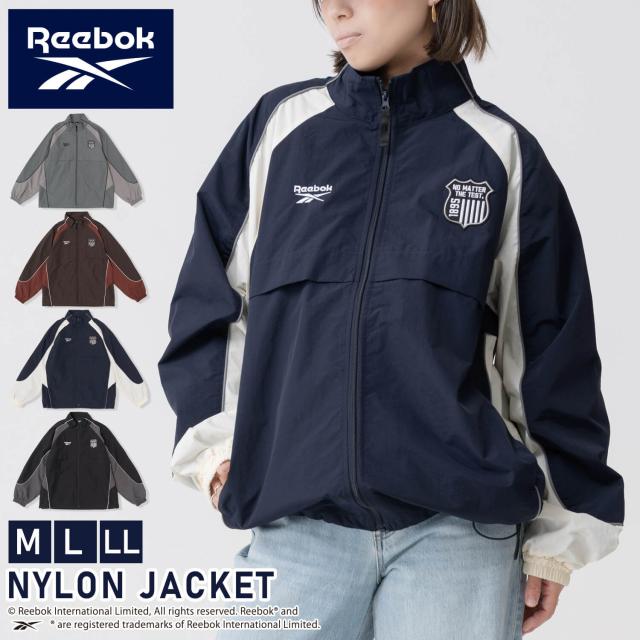 Reebok リーボック ナイロンジャケット 長袖 軽量 防風 丈夫 レディース メンズ春 秋 冬 フルジップ ブルゾン ストリート スポーツブランド オーバーサイズ ゆったり アウター かっこいい 刺繍 ワッペン 男女兼用 黒 Ｍ L LL 2025fw karlas