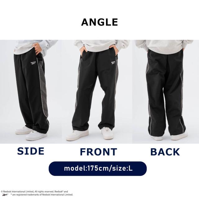 Reebok リーボック レディース メンズ ナイロンパンツ パイピング