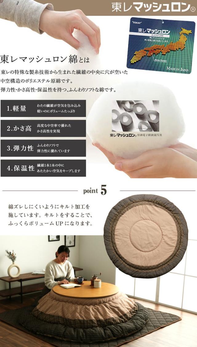 和モダンのこたつ用掛布団 ゆかり形 225cm丸 送料無料 形こたつ 和モダン 和風 しじら織 和洋室 炬燵_6