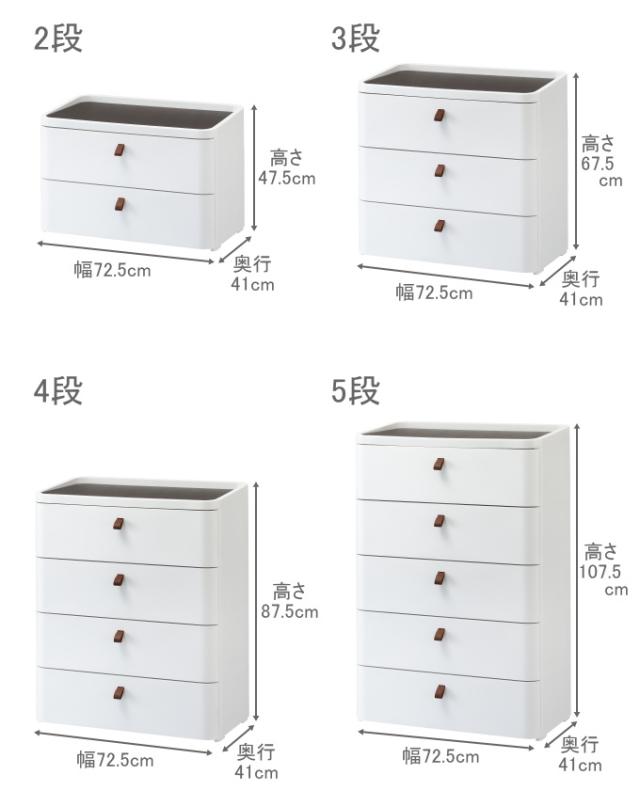 ロイヤルドロアー デザインチェスト 幅72cm 2段 ホワイト RD-722WH/DBR 送料無料 完成品 日本製 プラスチック チェスト 白 ホワイト 収納 インテリア タンス ケース クローゼット 引き出し 引出し 衣装ケース かわいい オシャレ ロイヤルドロアー サンカ SANKA_7