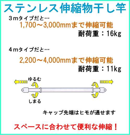 きらきらポール ステンレス伸縮 物干し竿 4m 耐荷重11kg Sa 4m 洗濯用品 ステンレス 物干し竿の通販はau Pay マーケット Joyアイランド