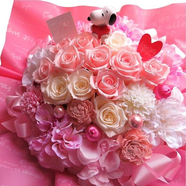 プリザーブドフラワー ブーケ ピンクホワイト プリザーブドフラワー