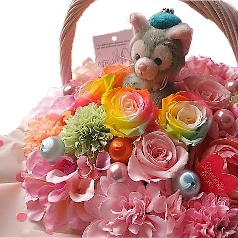 誕生日プレゼント ディズニー ジェラトーニ ぬいぐるみ 花 フラワーギフト プリザーブドフラワー カラフル レインボーローズ入りの通販はau Pay マーケット フラワーガーデンリーブス