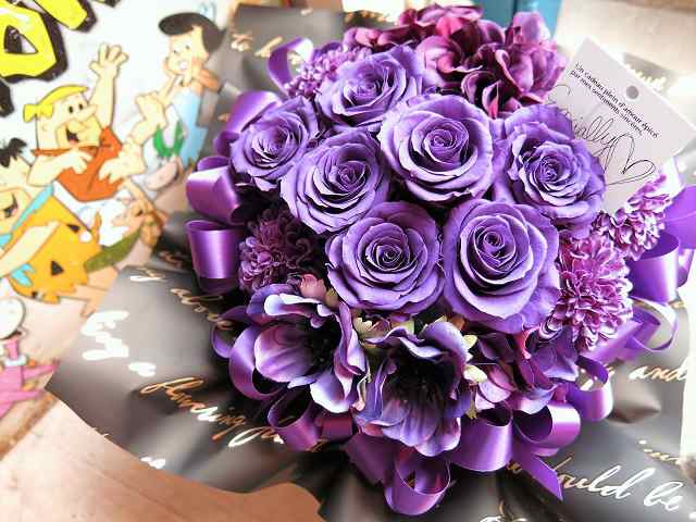 プリザーブドフラワー 喜寿お祝い プレゼント 77歳 花束 枯れない 紫