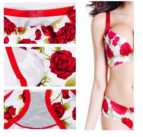 神盛バラ ブラジャー Rose 花柄 ノンワイヤー シームレス ショーツ  