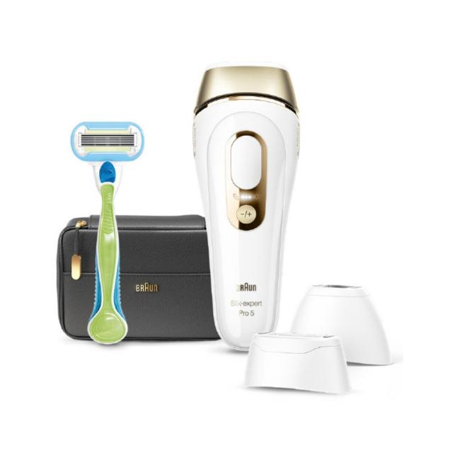 【ラッピング可】【即日発送】【新品 箱不良・シュリンク破れ品】BRAUN ブラウン 光美容器 シルクエキスパート Pro5（ワイドヘッド1個＋コンパクトヘッド1個付きモデル） PL-5243