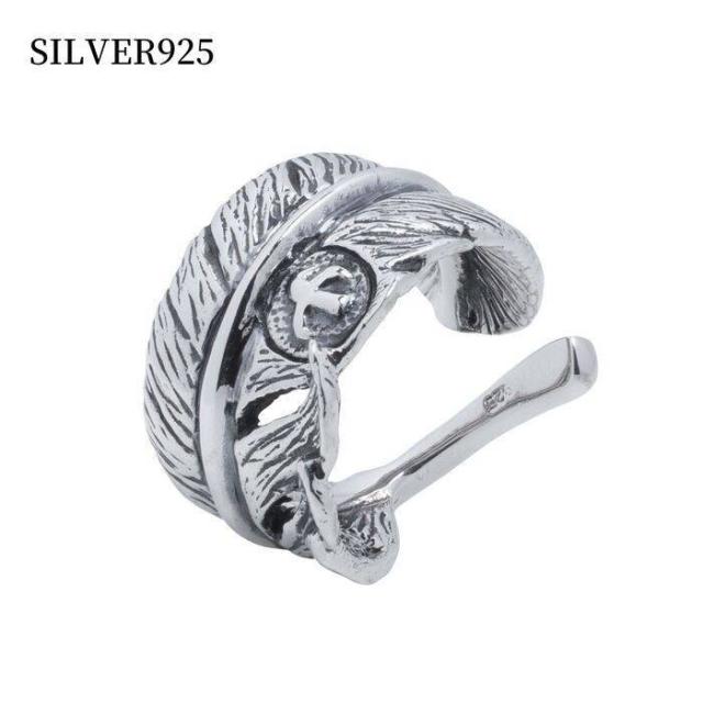 シルバー925 フェザーリング 銀 シルバーリング ネイティブ 太め メンズ ごつい 羽根 指輪 フリーサイズ イーグルの通販は 5,400円