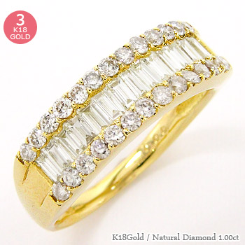 送料無料】ダイヤモンドリング 1.00ct K18ゴールド 18金 レディース 