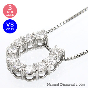ダイヤモンドネックレス ≪4月誕生石 ダイヤモンド1.00ct≫ 馬蹄 ホースシュー テンダイヤモンド 記念日 10石 K18ゴールド 18金 レディーの通販は