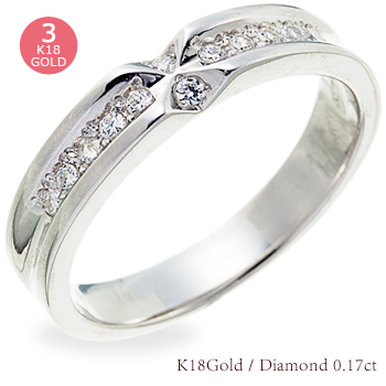 送料無料】ダイヤモンドリング 0.17ct K18ゴールド 18金 小指 ピンキー 