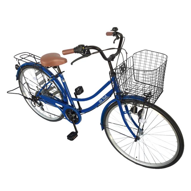 自転車 26インチ 青 HOOVER 6段切替 6段変速 シティサイクル H9H54970