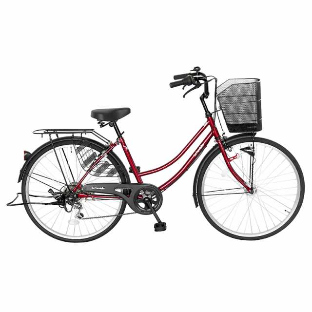 自転車 26インチ ママチャリ 6段変速ギア オートライト FAMILIA ファミリア 激安 レッド 赤｜au PAY マーケット
