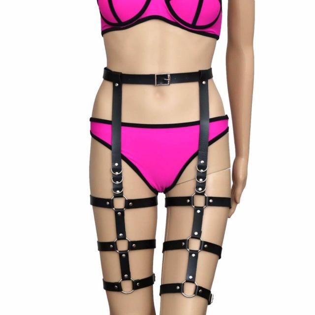 ボンデージ風 レザーガーターベルト 1個販売 黒皮 黒革 ブラック 黒色