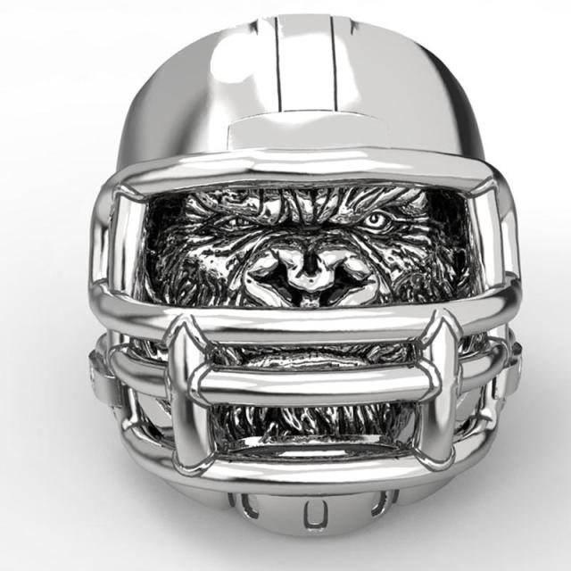 アメリカンフットボールゴリラステンレスリング（RRR027）サイズ/23号/26号/28号/31号 大きいサイズ ヘルメット アニマル 動物 アメフト 面白い おもしろ 指輪 サージカルステンレス316L メンズ レディース プレゼント ギフト スポーツ クラブ 人気 仮装 ユニーク 個性的の通販は