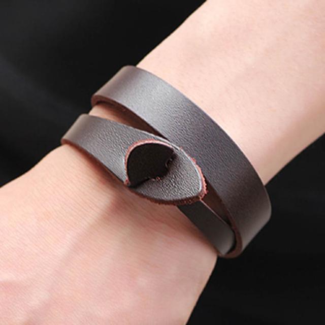 2連ブラウンレザーラップブレスレット 1個販売 メンズ レディース 腕輪 
