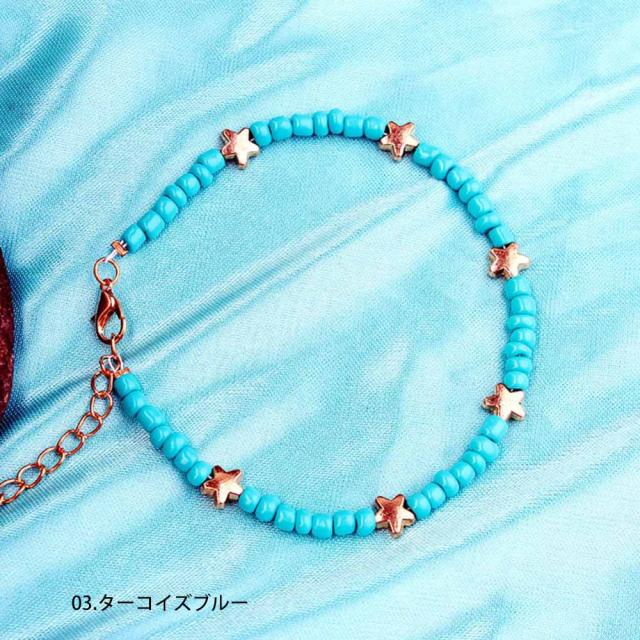 ゴールドスタービーズアンクレット 1個販売 星 金メッキ メンズ