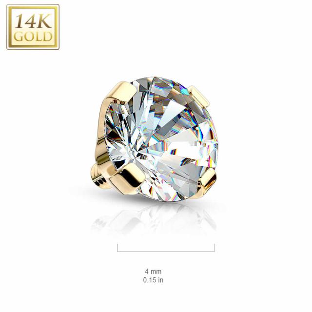 [14G用 内ネジ用 ボディピアス キャッチ 本物の金] 14金 イエローゴールド ホワイトゴールド 白金 内ネジ ロイヤルジュエル 爪 ジルコニア クリスタル 14ゲージ用 インターナル ネジパーツ 丸型 ネジタイプ 逆ネジ バーベル用 ラブレット用 止具 留具 サーフェイス用 立て爪_3