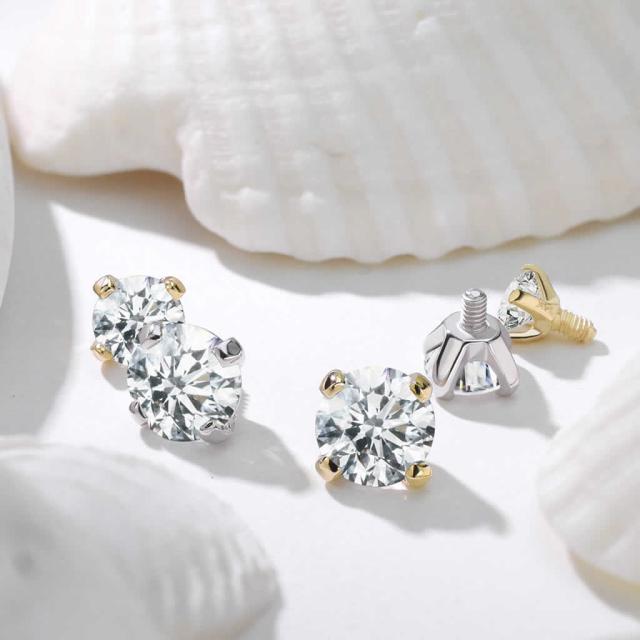 [14G用 内ネジ用 ボディピアス キャッチ 本物の金] 14金 イエローゴールド ホワイトゴールド 白金 内ネジ ロイヤルジュエル 爪 ジルコニア クリスタル 14ゲージ用 インターナル ネジパーツ 丸型 ネジタイプ 逆ネジ バーベル用 ラブレット用 止具 留具 サーフェイス用 立て爪_5