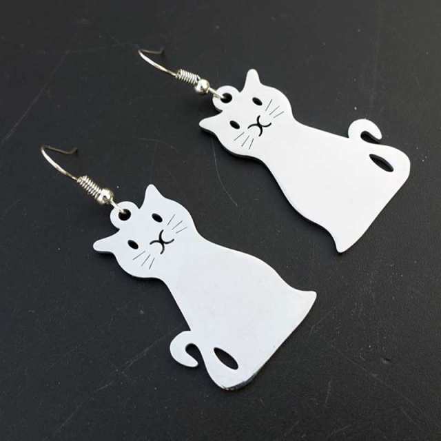 ステンレスキャットステンレスピアス 1個販売 猫 ねこ ネコ アニマル 動物 おもしろ 面白い 人間 片耳用 アメリカンピアス フックピアス の通販はau Pay マーケット ボディピアス専門店グリーンピアッシング