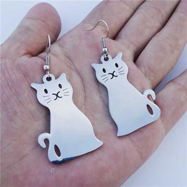 ステンレスキャットステンレスピアス 1個販売 猫 ねこ ネコ アニマル 動物 おもしろ 面白い 人間 片耳用 アメリカンピアス フックピアス の通販はau Pay マーケット ボディピアス専門店グリーンピアッシング