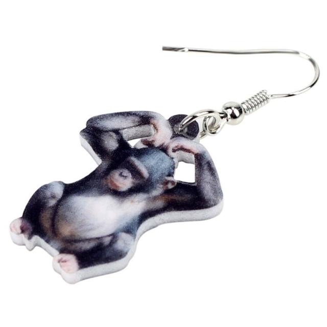 チンパンジー リアルステンレスピアス/1個販売 20G 20ゲージ サル 猿 モンキー ジャングル 動物園 アニマル 動物 可愛い 人気 おもしろ オモシロ サージカルステンレス316L ユニーク メンズ レディース 揺れる フックピアス アメリカンピアス プレゼント ギフト ペット