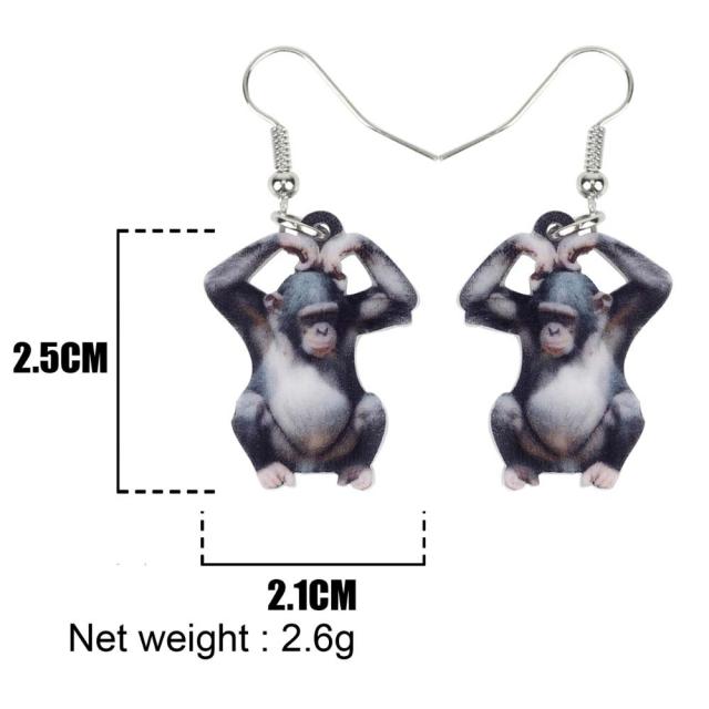 チンパンジー リアルステンレスピアス/1個販売 20G 20ゲージ サル 猿 モンキー ジャングル 動物園 アニマル 動物 可愛い 人気 おもしろ オモシロ サージカルステンレス316L ユニーク メンズ レディース 揺れる フックピアス アメリカンピアス プレゼント ギフト ペット_4