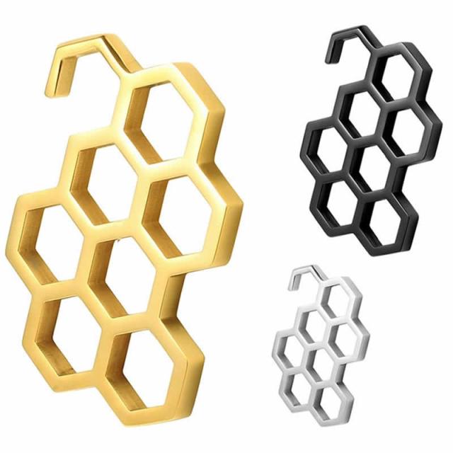 [8G サージカルステンレス316L製 ボディピアス] SUS316Lビーハイブ ボディピアス 8ゲージ 1個販売 面白い おもしろ メンズ レディース 男の人 女の人 プレゼントゴールド 金色 ブラック 黒色 シルバー 銀色 ギフト おしゃれ 人気 ペアルック 六角形 ハチの巣 蜂の巣 蜂巣の通販は 5,060円
