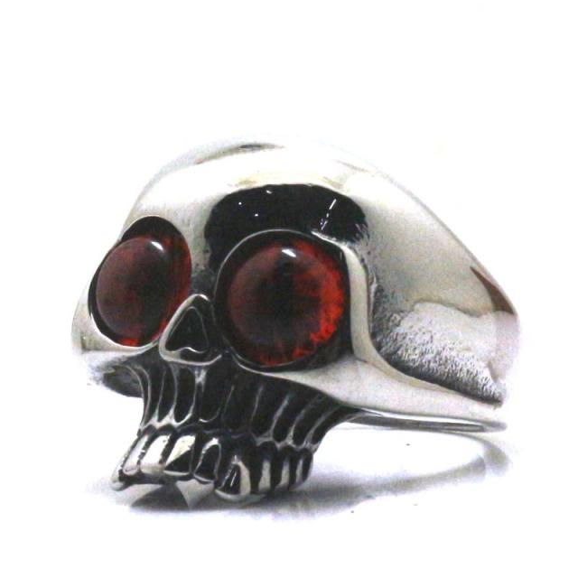 レッドアイスカルステンリング（RRR052）サイズ/18号/23号/27号/29号 ドクロ ガイコツ 骸骨 髑髏 がい骨 スケルトン 赤い眼 目 不気味 猫 ネコ 指輪 サージカルステンレス316L メンズ レディース ペアリング プレゼント ギフト 人気 顎なし スネーク 蛇 ヘビ スネイクの通販は 5,060円