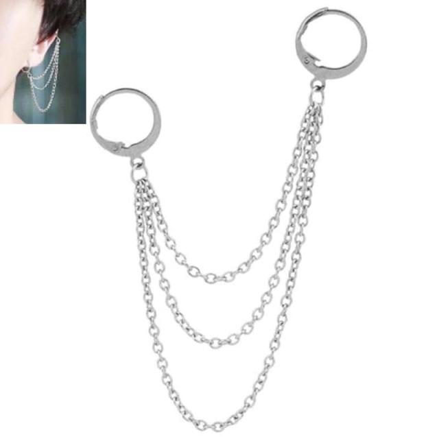 3連チェーンダブルフープピアス 1個販売 片耳用 つなぐ クサリ 鎖 3本 軟骨 耳 ヘリックス ロブ おもしろい 面白い メンズ レディース スの通販はau Pay マーケット ボディピアス専門店グリーンピアッシング