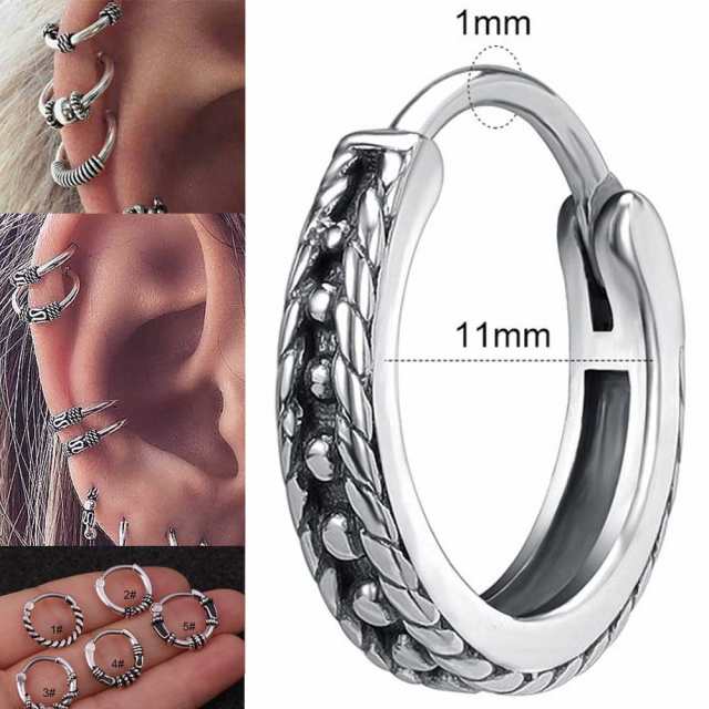 ドット フープピアス 1個販売 リングピアス シルバー 銀色 18G