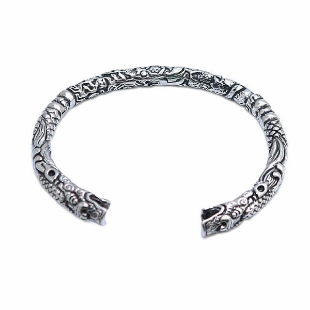 唐獅子バングル 1個販売 金色 ドラゴン 竜 龍 高級 腕輪型 アームレット 男性 人気 メンズ レディース 二の腕 手首 ブレスレット ペア 固定型 カフ型バングル プレゼント サージカルステンレス316L ギフト 立体 3D かっこいい おしゃれ 金メッキ クール 獅子 レオ シーサー