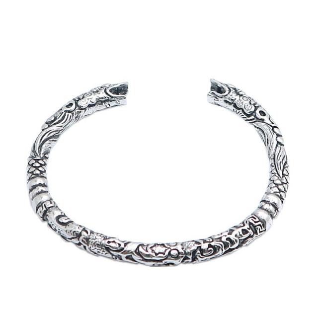 唐獅子バングル 1個販売 金色 ドラゴン 竜 龍 高級 腕輪型 アームレット 男性 人気 メンズ レディース 二の腕 手首 ブレスレット ペア 固定型 カフ型バングル プレゼント サージカルステンレス316L ギフト 立体 3D かっこいい おしゃれ 金メッキ クール 獅子 レオ シーサー