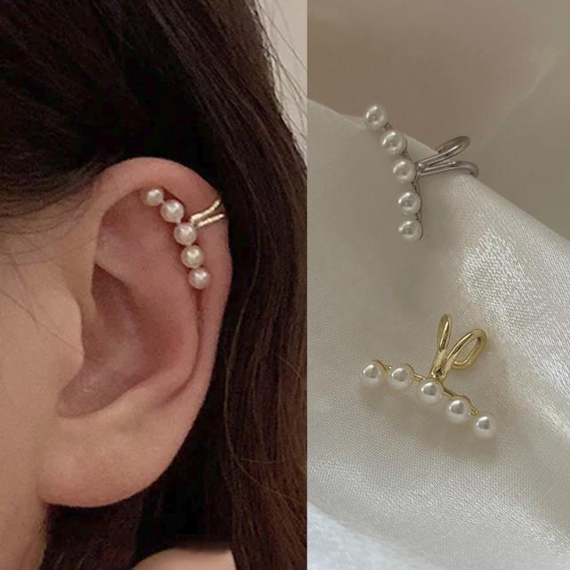 036☻ハンドメイド*大粒パール ブラック イヤーカフ イヤリング クリップ 036☻ハンドメイド*大粒パール ブラック イヤーカフ イヤリング クリップ