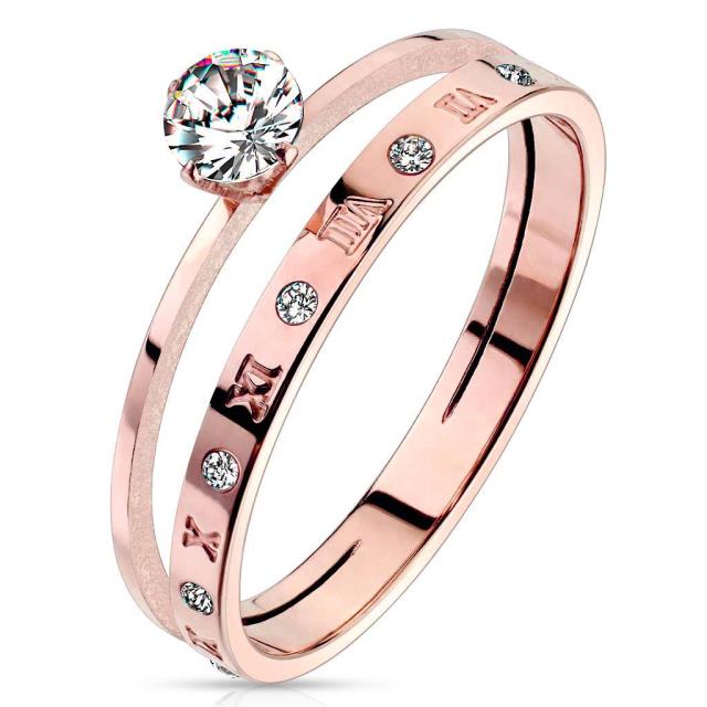 2連リング風 ピンクゴールドクリスタルナンバーステンレスリング Ora042 サイズ 18号 号 数字 ローマ数字 クリスタル ジルコニア 指の通販はau Pay マーケット ボディピアス専門店グリーンピアッシング