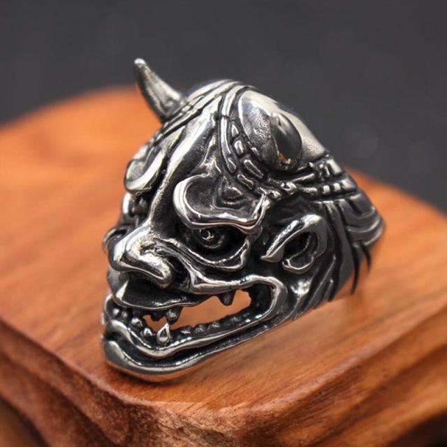 鬼ステンレスリング（PMT058） サイズ/32号 オニ 般若 節分 鬼瓦