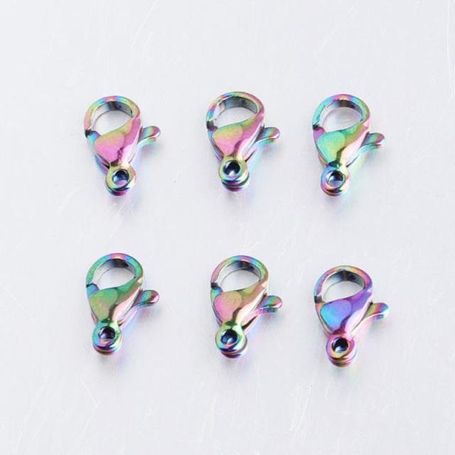 10mmx6.7mm レインボーステンレスカニカン 1個販売 ネックレス DIY 