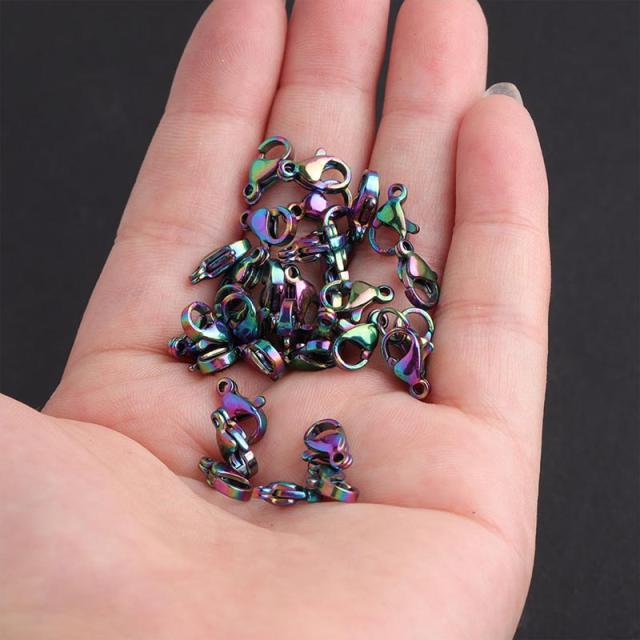 10mmx6.7mm レインボーステンレスカニカン 1個販売 ネックレス DIY 